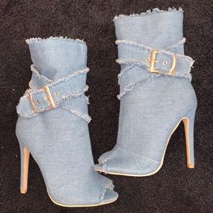 High Heeled Denim Booties *WORN ONCE*
